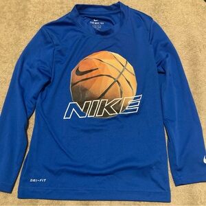 Nike Blue Long Sleeve Tee with Basketball Graphic
